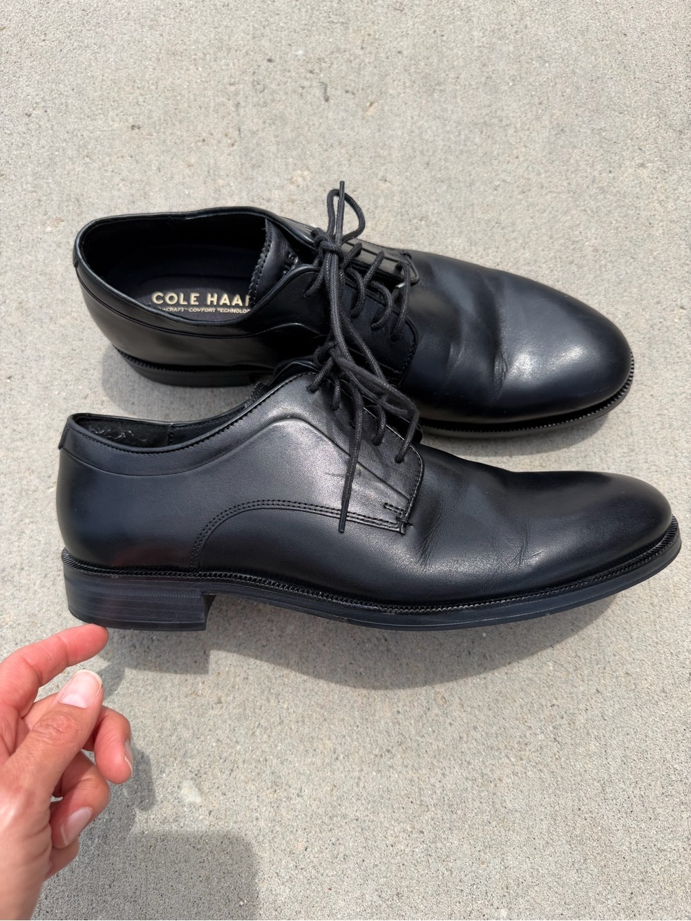 Cole Haan Black Leather Derby Shoes - Classic Men's Dress Oxfords